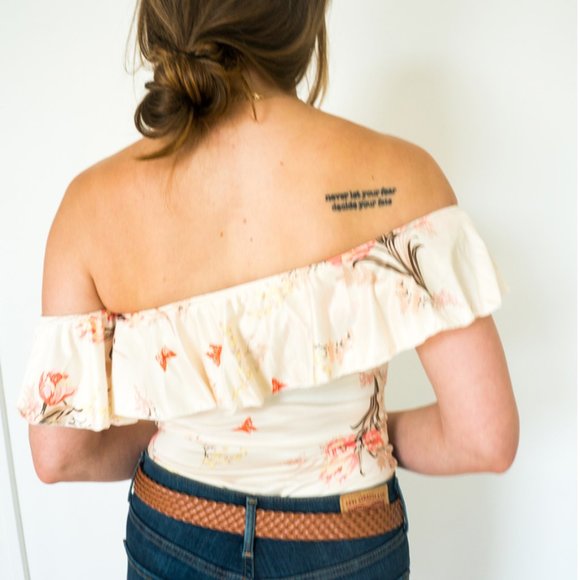 NWT Floral print asymmetrical trim bodysuit - Picture 5 of 5